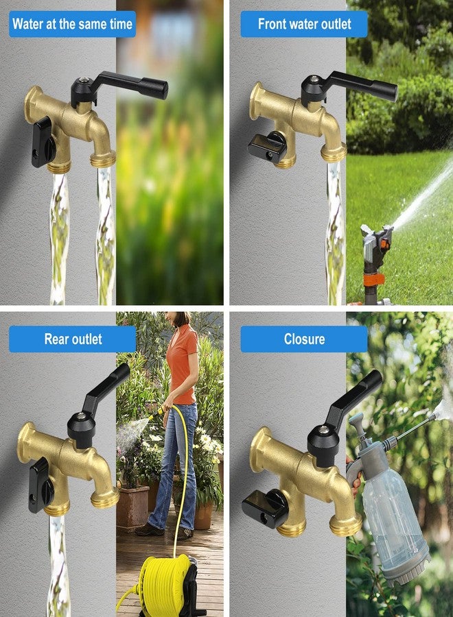 CNYGO Outdoor Double Taps Water Faucet, Wall Mounted Garden Two 3/4 inch Brass Ball Valves Water Tap Splitter, Frost-Proof Outside Spigot Replacement with 2 Outlets for Home, Balcony, Hose Connector - Image 5